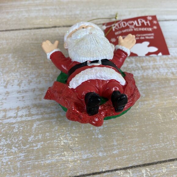 Kurt Adler Rudolph Series Santa Laying on Christmas Wreath Ornament Kohls NWT - Picture 2 of 9